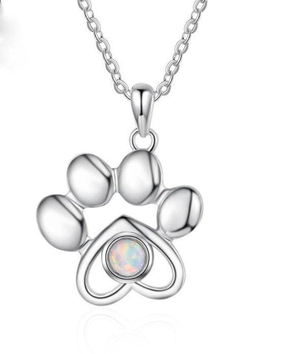 Opal paw shop print necklace