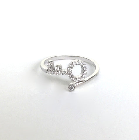 SMALL KEY AND MINI STONE PAVE CZ STERLING SILVER RING