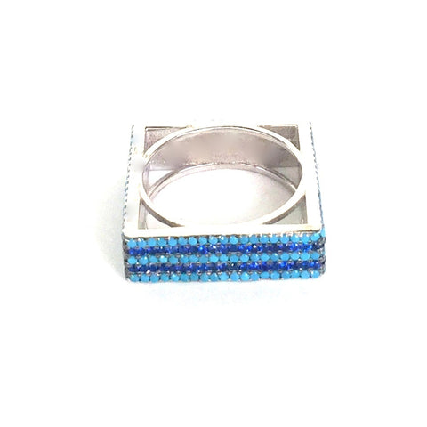 TURQUOISE SQUARE STERLING SILVER RING