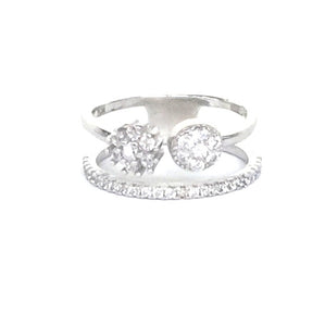 TWO-LAYER PAVE CZ STERLING SILVER RING