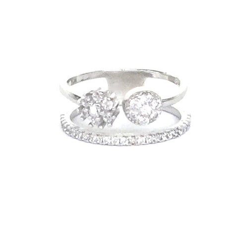 TWO-LAYER PAVE CZ STERLING SILVER RING