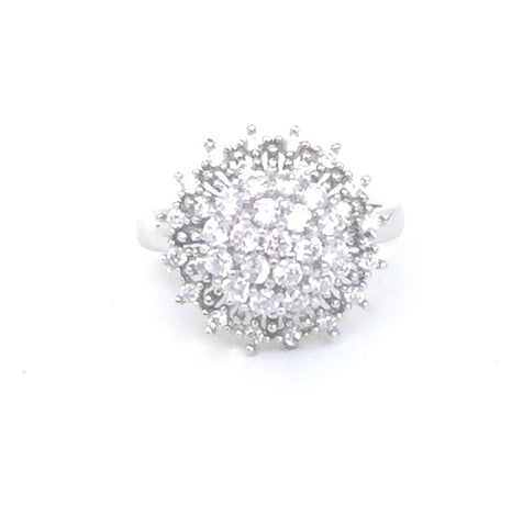 TWO LAYER ROUND SPINNING PAVE CZ STERLING SILVER RING